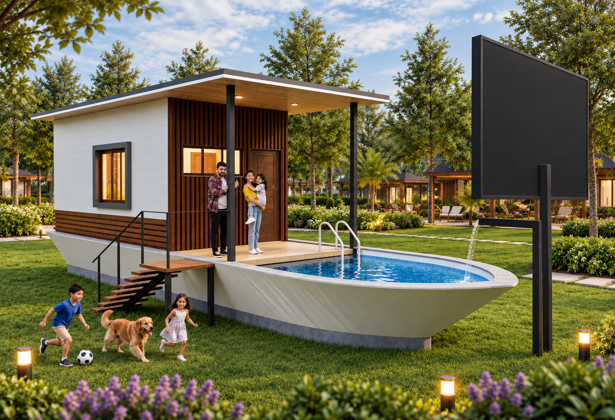 Boat Cottage House Plan: 516 Sq Ft LGSF Resort Cottage Design Pack (PDF, CAD, 3D Renders)