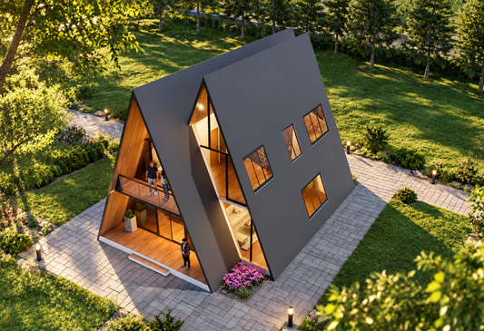 Twinspire 3BHK A-Frame House Plan: 2007 Sq Ft Design Pack (PDF, CAD, 3D Renders)