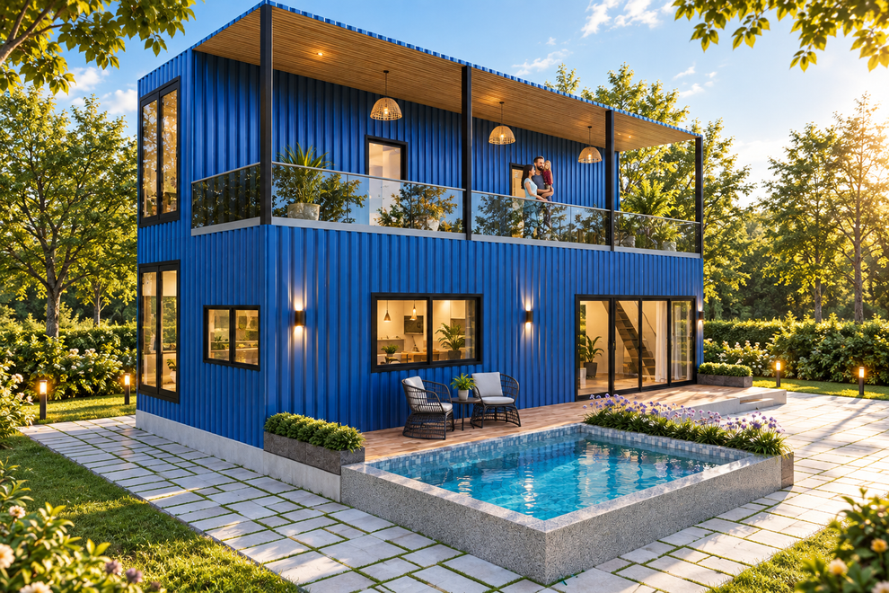 4BHK Container House Plan, 2 Storey, 1280 Sq Ft | Eco Archi Hub