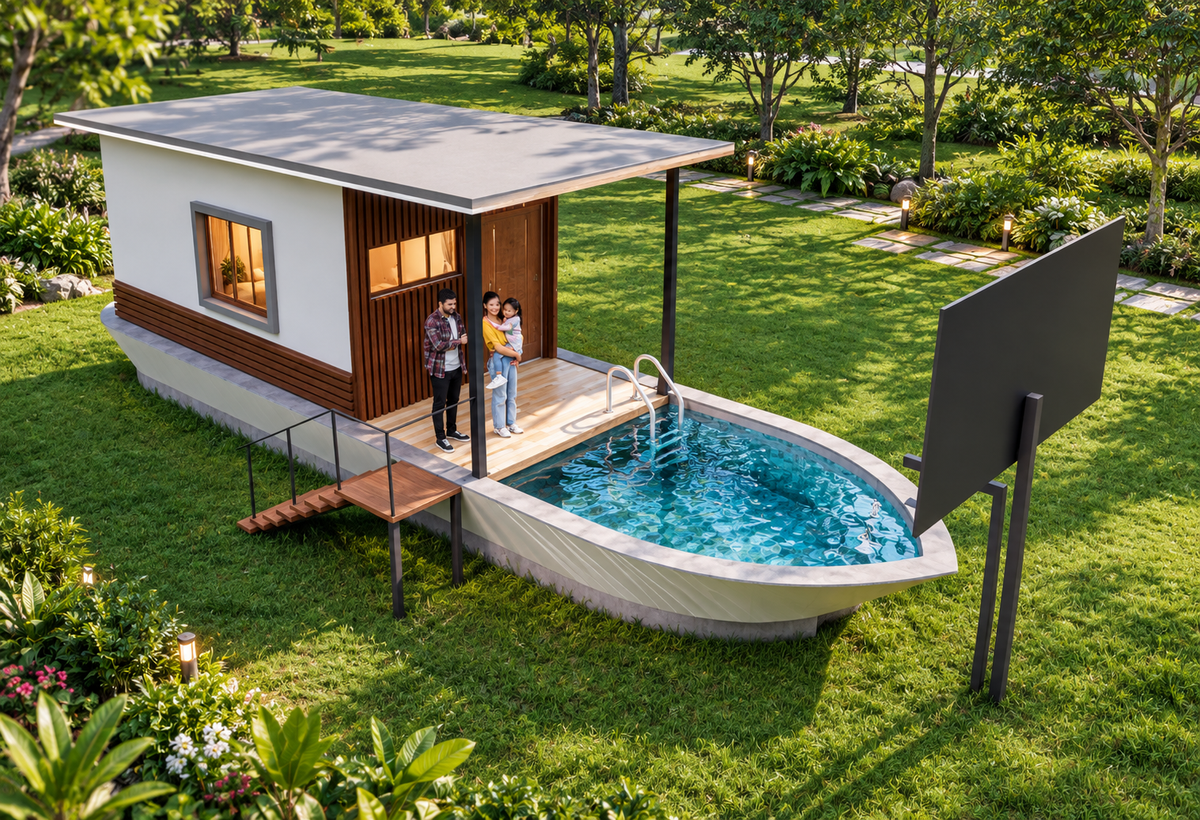 Boat Cottage House Plan: 516 Sq Ft LGSF Resort Cottage Design Pack (PDF, CAD, 3D Renders)